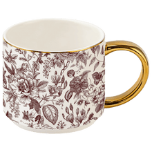 Load image into Gallery viewer, Brown Delft 14 oz Gold Handle Coffee Mug [Online Only]
