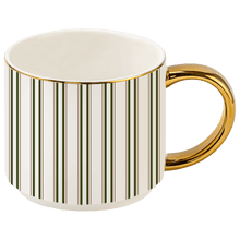 Load image into Gallery viewer, Green Stripe 14 oz Gold Handle Coffee Mug [Online Only]
