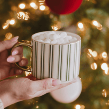 Load image into Gallery viewer, Green Stripe 14 oz Gold Handle Coffee Mug [Online Only]
