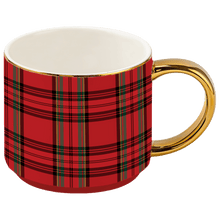 Load image into Gallery viewer, Red Plaid 14 oz Gold Handle Coffee Mug [Online Only]
