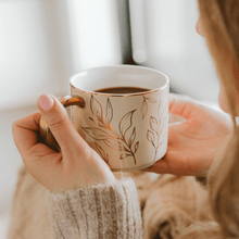 Load image into Gallery viewer, Gold Leaves 14 oz Gold Handle Coffee Mug [Online Only]
