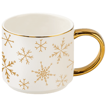 Load image into Gallery viewer, Gold Snowflakes 14 oz Gold Handle Coffee Mug [Online Only]

