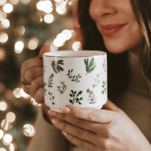 Load image into Gallery viewer, Holiday Greenery 14 oz Gold Handle Coffee Mug [Online Only]
