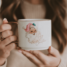 Load image into Gallery viewer, Vintage Santa 14 oz Gold Handle Coffee Mug [Online Only]
