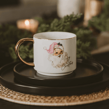 Load image into Gallery viewer, Vintage Santa 14 oz Gold Handle Coffee Mug [Online Only]
