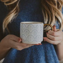 Load image into Gallery viewer, Blue Fan Quilt 14 oz Coffee Mug [Online Only]
