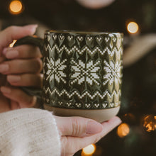 Load image into Gallery viewer, Green Fair Isle Sweater 14 oz Stoneware Coffee Mug [Online Only]
