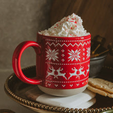 Load image into Gallery viewer, Red Fair Isle Sweater 14 oz Stoneware Coffee Mug [Online Only]
