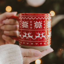 Load image into Gallery viewer, Red Fair Isle Sweater 14 oz Stoneware Coffee Mug [Online Only]
