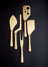 Load image into Gallery viewer, Barcelona Matte Gold Stainless Steel 5 Piece Cheese Service Gift Set [Online Only]
