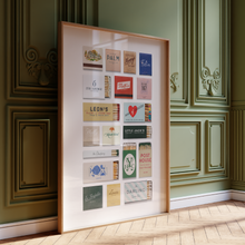 Load image into Gallery viewer, Charleston Matchbook Collage Poster w/Frame Options [Online Only]
