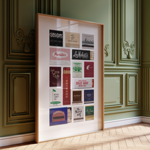 Load image into Gallery viewer, Chicago Matchbook Collage Poster w/Frame Options [Online Only]
