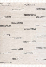 Load image into Gallery viewer, Riad Black Striped White Rug with Tassels [Online Only]
