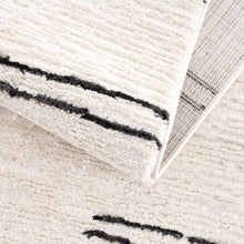 Load image into Gallery viewer, Riad Black Striped White Rug with Tassels [Online Only]
