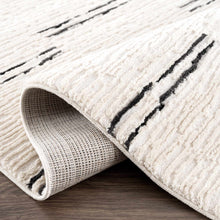 Load image into Gallery viewer, Riad Black Striped White Rug with Tassels [Online Only]
