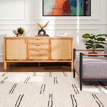 Load image into Gallery viewer, Riad Black Striped White Rug with Tassels [Online Only]

