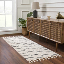 Load image into Gallery viewer, Riad Black Striped White Rug with Tassels [Online Only]
