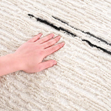 Load image into Gallery viewer, Riad Black Striped White Rug with Tassels [Online Only]
