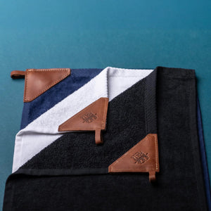 Fine Leather Tabbed Golf Towel with Magnet & Carabiner | Holtz Leather Co.