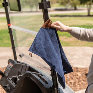 Fine Leather Tabbed Golf Towel with Magnet & Carabiner | Holtz Leather Co.