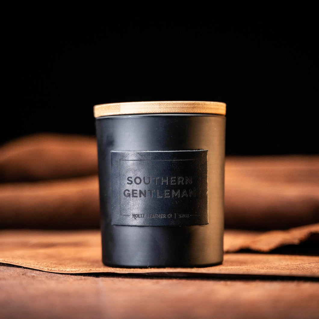 Southern Gentleman Leather Patch Candle | Holtz Leather Co.