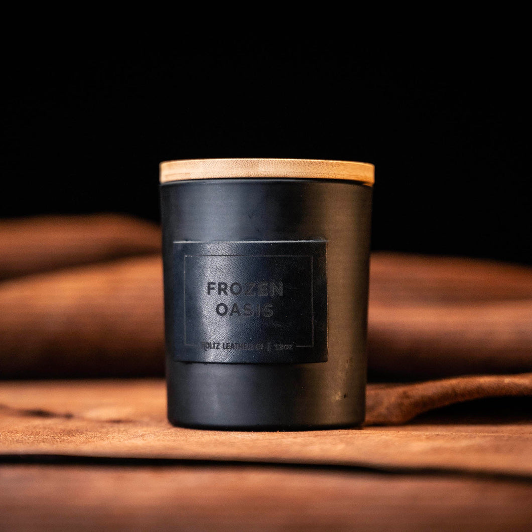 Frozen Oasis Leather Patch Candle | Holtz Leather Co.