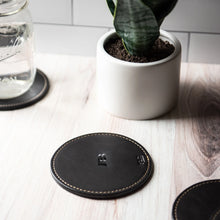 Load image into Gallery viewer, The Farm House Circle Fine Leather Coaster Set of 4 Coasters | Holtz Leather Co.
