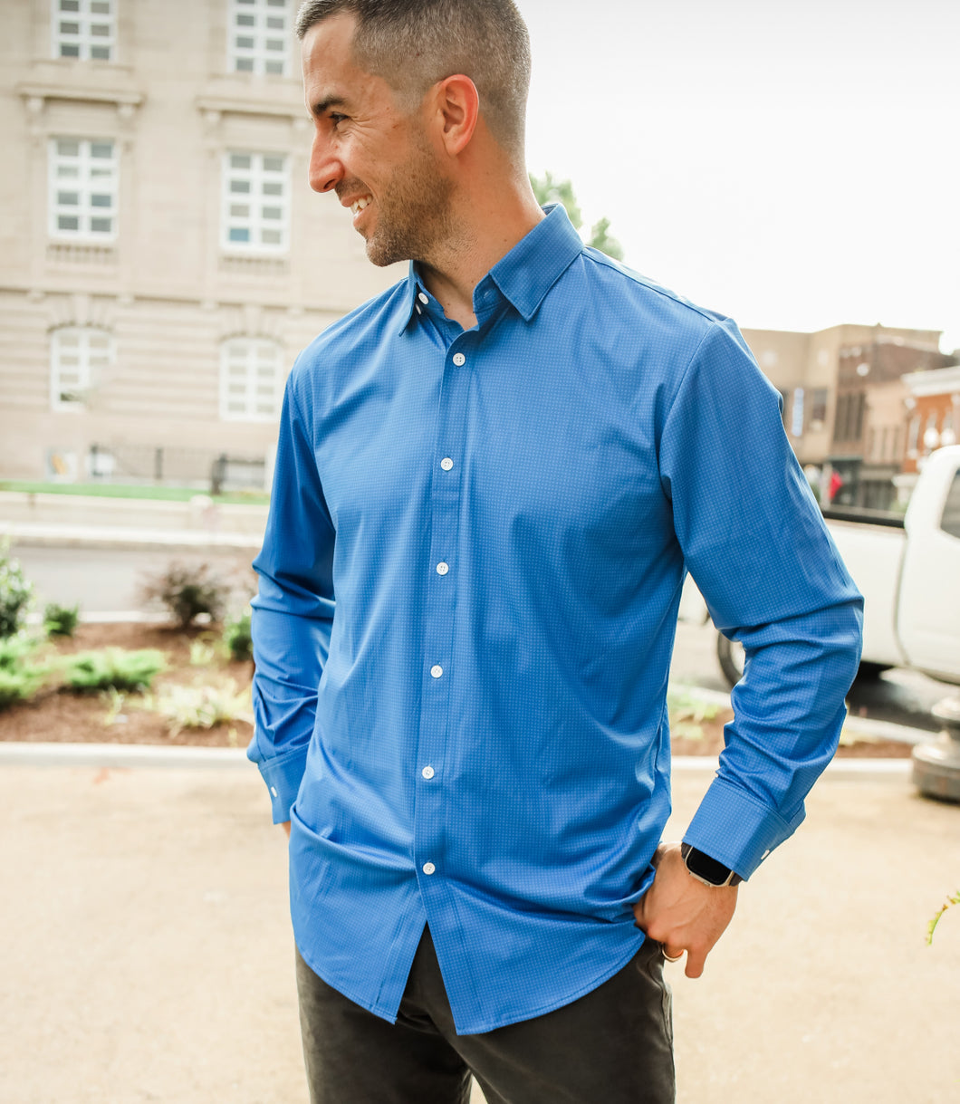 Ocean Blue Dot Long-Sleeve Shirt