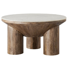 Load image into Gallery viewer, Ellison 33" Round Wood Coffee Table With Marble Top [Online Only]

