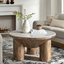 Load image into Gallery viewer, Ellison 33" Round Wood Coffee Table With Marble Top [Online Only]
