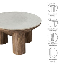 Load image into Gallery viewer, Ellison 33" Round Wood Coffee Table With Marble Top [Online Only]
