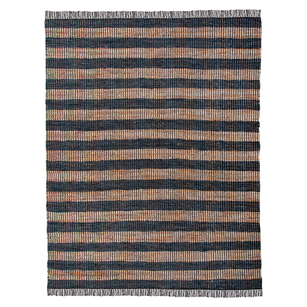 Leather and Hemp Woven Rug, 8' x 10'