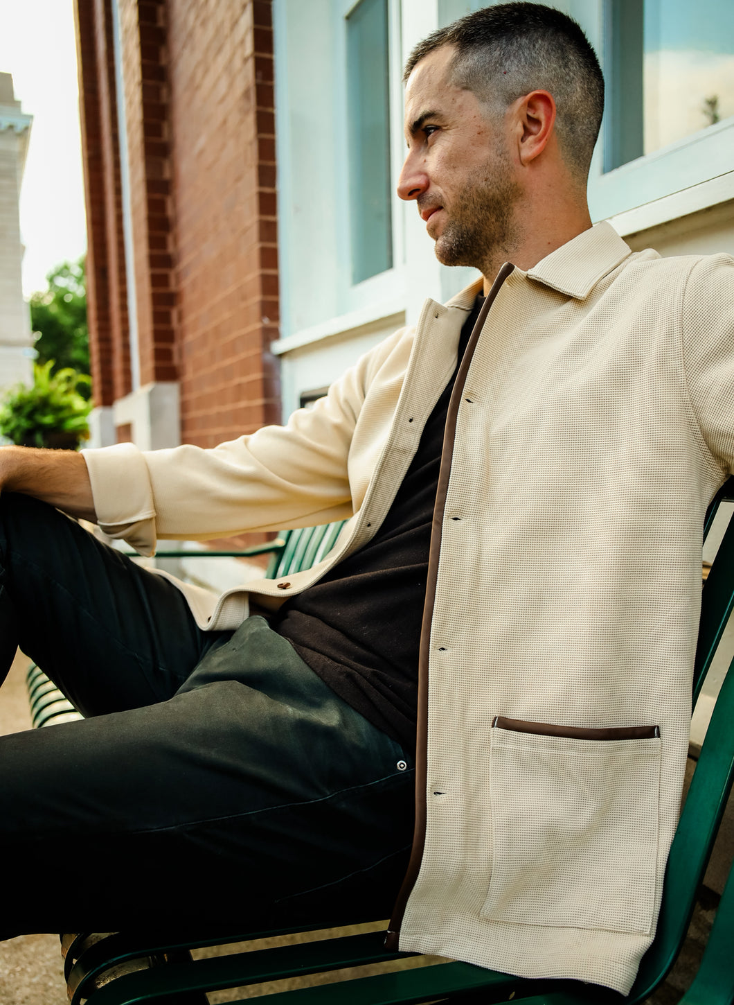 Tan Waffle Smoking Jacket