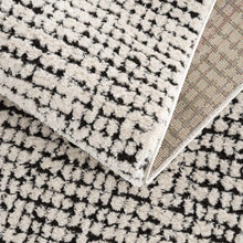 Load image into Gallery viewer, Keita Cream &amp; Black Grid Plush Rug [Online Only]
