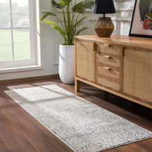 Load image into Gallery viewer, Keita Cream &amp; Black Grid Plush Rug [Online Only]
