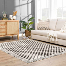 Load image into Gallery viewer, Leryn Black &amp; White Checkered Area Rug [Online Only]
