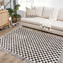 Load image into Gallery viewer, Leryn Black &amp; White Checkered Area Rug [Online Only]
