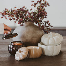 Load image into Gallery viewer, Cashmere and Vanilla Soy Candle - Cement Pumpkin Jar - 13.5 oz [Online Only]
