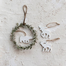 Load image into Gallery viewer, Green Flocked Wreath Ornament
