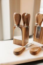 Load image into Gallery viewer, Acacia Wood Block w/4 Cheese Tools
