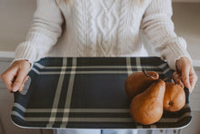 Load image into Gallery viewer, Navy Green Plaid Large Melamine Tray with Handles [Online Only]
