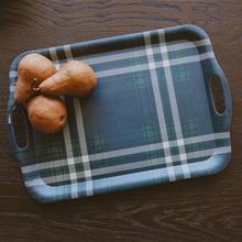 Load image into Gallery viewer, Navy Green Plaid Large Melamine Tray with Handles [Online Only]
