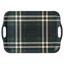 Load image into Gallery viewer, Navy Green Plaid Large Melamine Tray with Handles [Online Only]
