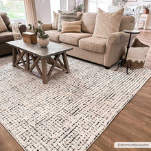Load image into Gallery viewer, Keita Cream &amp; Black Grid Plush Rug [Online Only]
