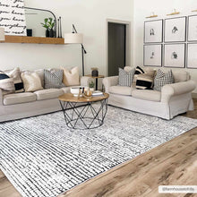 Load image into Gallery viewer, Keita Cream &amp; Black Grid Plush Rug [Online Only]
