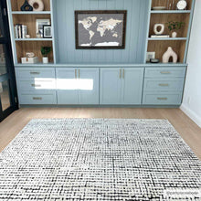 Load image into Gallery viewer, Keita Cream &amp; Black Grid Plush Rug [Online Only]
