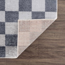 Load image into Gallery viewer, Alie Blue Gray Checkered Washable Rug [Online Only]
