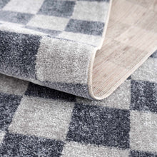 Load image into Gallery viewer, Alie Blue Gray Checkered Washable Rug [Online Only]
