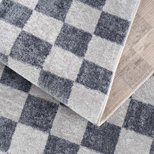 Load image into Gallery viewer, Alie Blue Gray Checkered Washable Rug [Online Only]
