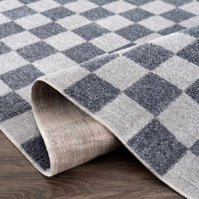 Load image into Gallery viewer, Alie Blue Gray Checkered Washable Rug [Online Only]
